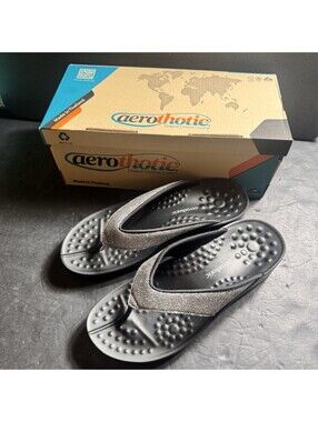 Aerothotic Women’s Orthotic Flip Flop Sandals Black Size 7 Beach Casual